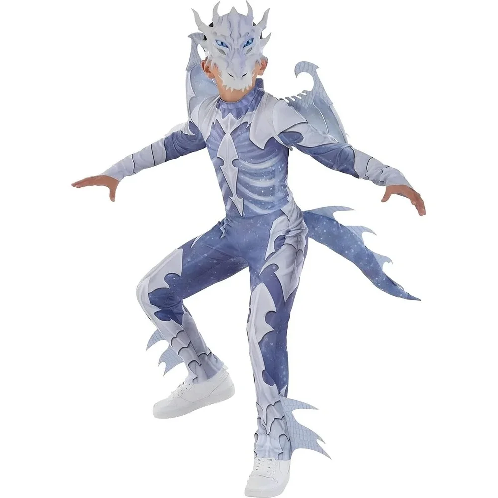Ghostly Ice Frost Dragon Warrior Blue White Halloween Skeletal Costume Mask L - Picture 2 of 7